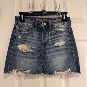 American Eagle Outfitters Distressed Denim Mini Skirt